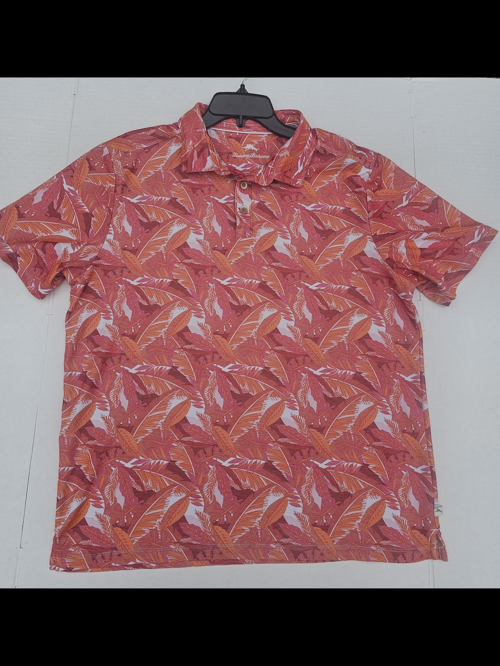Tommy Bahama Coral Leaf Print Polo Shirt Mens XL